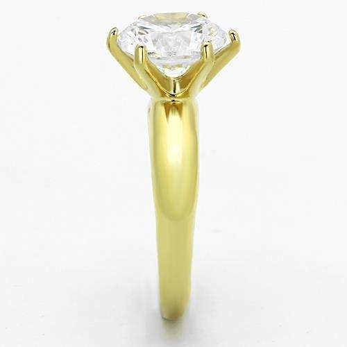 TK1408 - IP Gold(Ion Plating) Stainless Steel Ring with AAA Grade CZ in Clear - Alamode - Flyclothing LLC