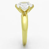 TK1408 - IP Gold(Ion Plating) Stainless Steel Ring with AAA Grade CZ  in Clear