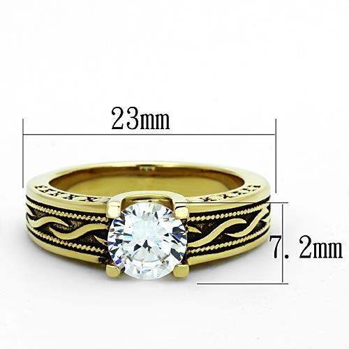 TK1410 - IP Gold(Ion Plating) Stainless Steel Ring with AAA Grade CZ in Clear - Alamode - Flyclothing LLC