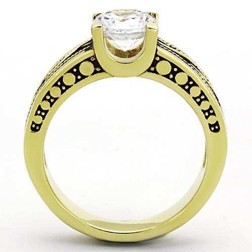 TK1410 - IP Gold(Ion Plating) Stainless Steel Ring with AAA Grade CZ in Clear - Alamode - Flyclothing LLC