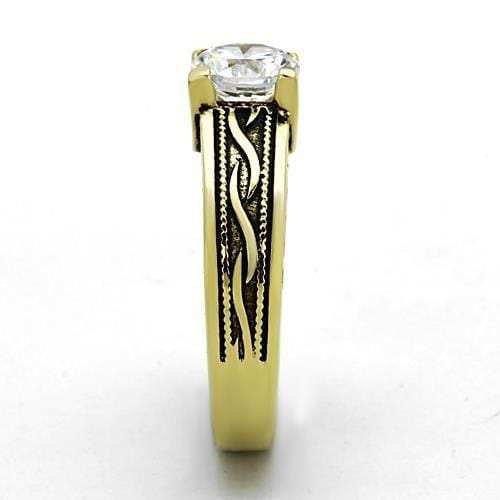 TK1410 - IP Gold(Ion Plating) Stainless Steel Ring with AAA Grade CZ in Clear - Alamode - Flyclothing LLC