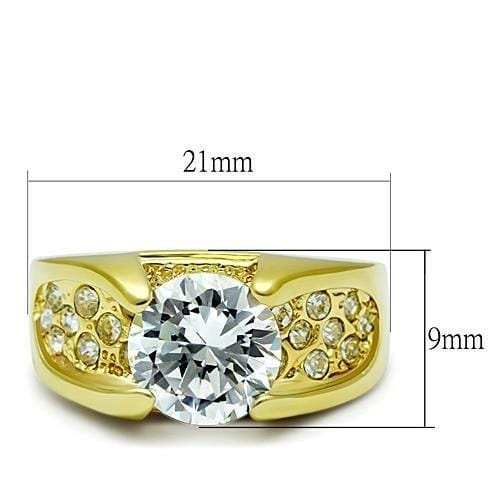 TK1411 - IP Gold(Ion Plating) Stainless Steel Ring with AAA Grade CZ in Clear - Alamode - Flyclothing LLC