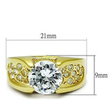 TK1411 - IP Gold(Ion Plating) Stainless Steel Ring with AAA Grade CZ  in Clear - Alamode
