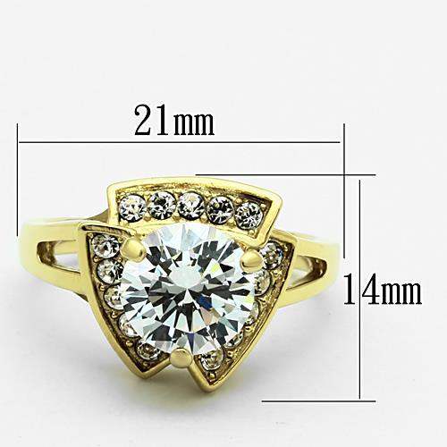 TK1412 - IP Gold(Ion Plating) Stainless Steel Ring with AAA Grade CZ in Clear - Alamode - Flyclothing LLC