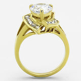 TK1412 - IP Gold(Ion Plating) Stainless Steel Ring with AAA Grade CZ  in Clear - Alamode