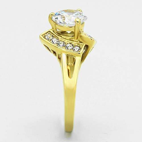 TK1412 - IP Gold(Ion Plating) Stainless Steel Ring with AAA Grade CZ in Clear - Alamode - Flyclothing LLC