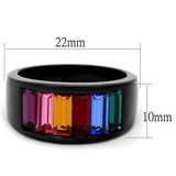 TK1415J - IP Black(Ion Plating) Stainless Steel Ring with Top Grade Crystal  in Multi Color - Alamode
