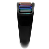 TK1415J - IP Black(Ion Plating) Stainless Steel Ring with Top Grade Crystal  in Multi Color - Alamode