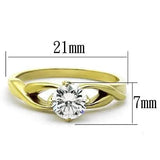TK1416 - IP Gold(Ion Plating) Stainless Steel Ring with AAA Grade CZ  in Clear - Alamode