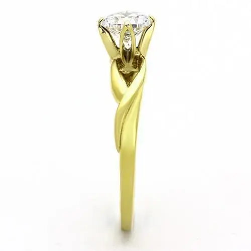 TK1416 - IP Gold(Ion Plating) Stainless Steel Ring with AAA Grade CZ in Clear - Alamode - Flyclothing LLC