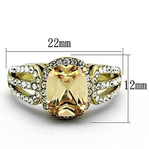 TK1418 - IP Gold(Ion Plating) Stainless Steel Ring with AAA Grade CZ in Champagne - Alamode - Flyclothing LLC