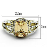 TK1418 - IP Gold(Ion Plating) Stainless Steel Ring with AAA Grade CZ  in Champagne - Alamode