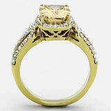 TK1418 - IP Gold(Ion Plating) Stainless Steel Ring with AAA Grade CZ in Champagne - Alamode - Flyclothing LLC