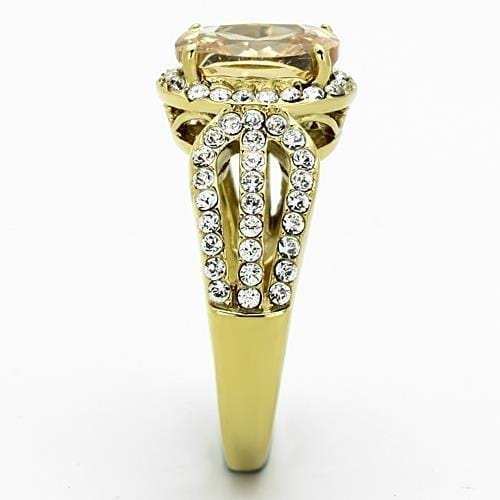 TK1418 - IP Gold(Ion Plating) Stainless Steel Ring with AAA Grade CZ in Champagne - Alamode - Flyclothing LLC