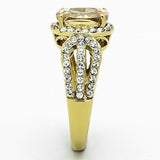 TK1418 - IP Gold(Ion Plating) Stainless Steel Ring with AAA Grade CZ  in Champagne - Alamode