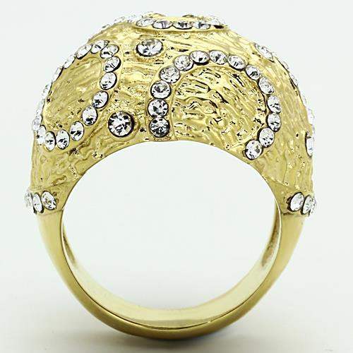 TK1419 - IP Gold(Ion Plating) Stainless Steel Ring with Top Grade Crystal in Clear - Alamode - Flyclothing LLC