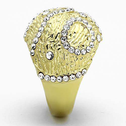 TK1419 - IP Gold(Ion Plating) Stainless Steel Ring with Top Grade Crystal in Clear - Alamode - Flyclothing LLC