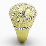 TK1419 - IP Gold(Ion Plating) Stainless Steel Ring with Top Grade Crystal  in Clear - Alamode