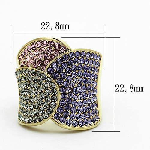 TK1420 - IP Gold(Ion Plating) Stainless Steel Ring with Top Grade Crystal in Multi Color - Alamode - Flyclothing LLC