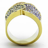 TK1420 - IP Gold(Ion Plating) Stainless Steel Ring with Top Grade Crystal  in Multi Color - Alamode