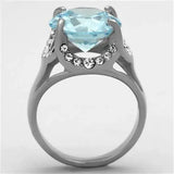 TK1423 - High polished (no plating) Stainless Steel Ring with AAA Grade CZ in Sea Blue - Alamode - Flyclothing LLC