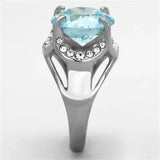 TK1423 - High polished (no plating) Stainless Steel Ring with AAA Grade CZ in Sea Blue - Alamode - Flyclothing LLC