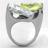 TK1424 - High polished (no plating) Stainless Steel Ring with AAA Grade CZ  in Apple Green color - Alamode