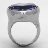 TK1426 - High polished (no plating) Stainless Steel Ring with Top Grade Crystal  in Tanzanite - Alamode