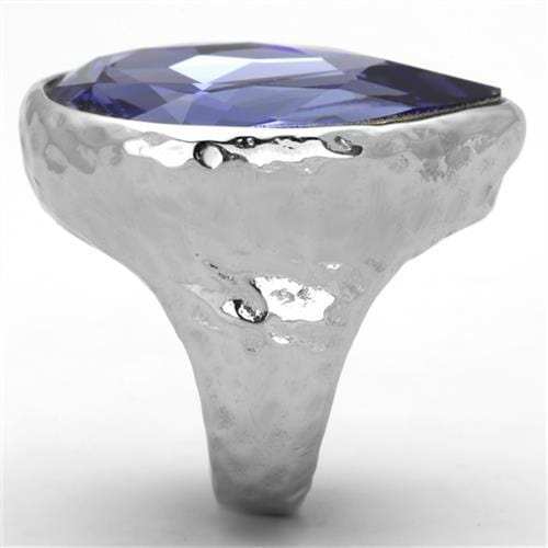 TK1426 - High polished (no plating) Stainless Steel Ring with Top Grade Crystal in Tanzanite - Alamode - Flyclothing LLC