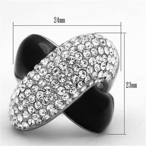 TK1427 - High polished (no plating) Stainless Steel Ring with Top Grade Crystal in Clear - Alamode - Flyclothing LLC
