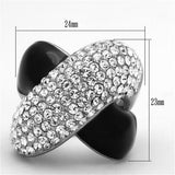 TK1427 - High polished (no plating) Stainless Steel Ring with Top Grade Crystal  in Clear - Alamode