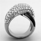 TK1427 - High polished (no plating) Stainless Steel Ring with Top Grade Crystal  in Clear - Alamode