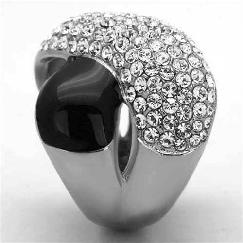 TK1427 - High polished (no plating) Stainless Steel Ring with Top Grade Crystal in Clear - Alamode - Flyclothing LLC