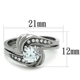 TK1429 - High polished (no plating) Stainless Steel Ring with AAA Grade CZ  in Clear - Alamode