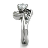 TK1429 - High polished (no plating) Stainless Steel Ring with AAA Grade CZ in Clear - Alamode - Flyclothing LLC