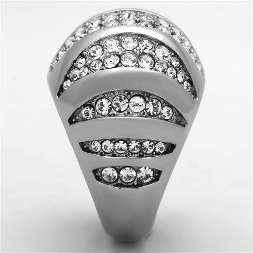 TK1430 - High polished (no plating) Stainless Steel Ring with Top Grade Crystal in Clear - Alamode - Flyclothing LLC