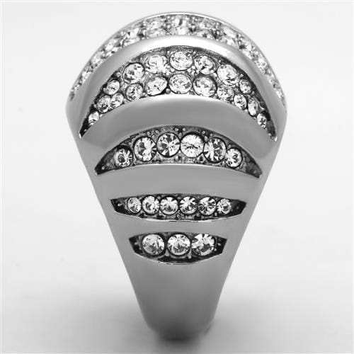 TK1430 - High polished (no plating) Stainless Steel Ring with Top Grade Crystal in Clear - Alamode - Flyclothing LLC