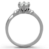 TK1431 - High polished (no plating) Stainless Steel Ring with AAA Grade CZ  in Clear - Alamode