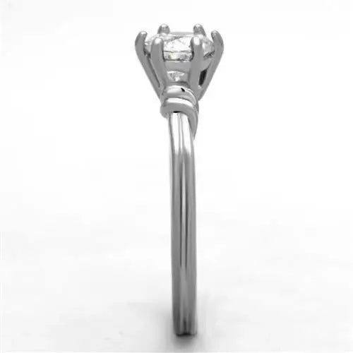 TK1431 - High polished (no plating) Stainless Steel Ring with AAA Grade CZ in Clear - Alamode - Flyclothing LLC