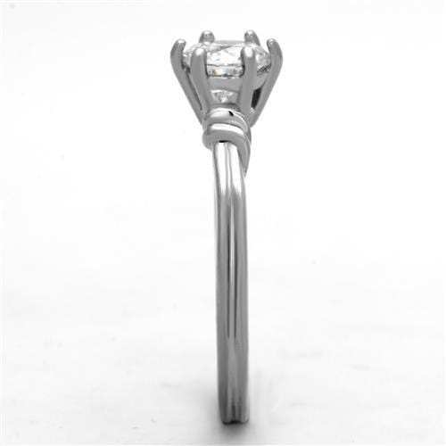 TK1431 - High polished (no plating) Stainless Steel Ring with AAA Grade CZ in Clear - Alamode - Flyclothing LLC
