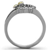 TK1434 - Two-Tone IP Gold (Ion Plating) Stainless Steel Ring with AAA Grade CZ  in Clear - Alamode