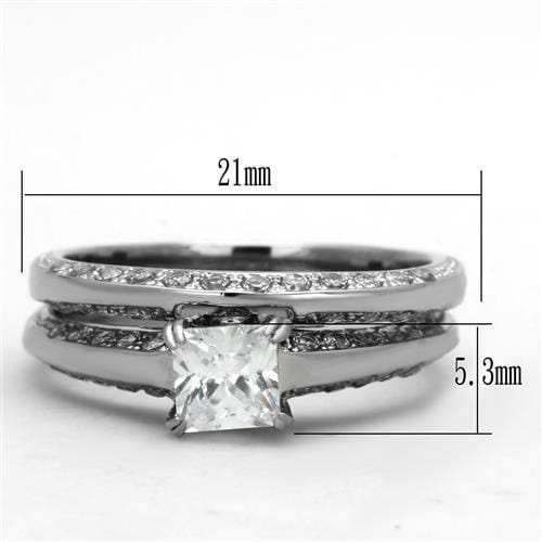 TK1435 - High polished (no plating) Stainless Steel Ring with AAA Grade CZ in Clear - Alamode - Flyclothing LLC