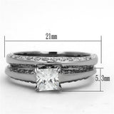 TK1435 - High polished (no plating) Stainless Steel Ring with AAA Grade CZ  in Clear - Alamode