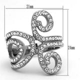 TK1437 - High polished (no plating) Stainless Steel Ring with Top Grade Crystal in Clear - Alamode - Flyclothing LLC