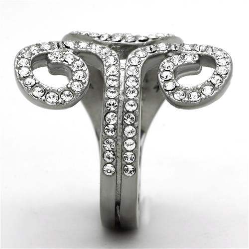 TK1437 - High polished (no plating) Stainless Steel Ring with Top Grade Crystal in Clear - Alamode - Flyclothing LLC