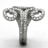 TK1437 - High polished (no plating) Stainless Steel Ring with Top Grade Crystal in Clear - Alamode - Flyclothing LLC