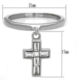 TK1438 - High polished (no plating) Stainless Steel Ring with AAA Grade CZ in Clear - Alamode - Flyclothing LLC