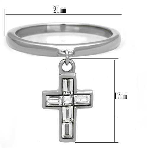 TK1438 - High polished (no plating) Stainless Steel Ring with AAA Grade CZ in Clear - Alamode - Flyclothing LLC