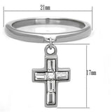 TK1438 - High polished (no plating) Stainless Steel Ring with AAA Grade CZ  in Clear - Alamode