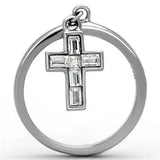 TK1438 - High polished (no plating) Stainless Steel Ring with AAA Grade CZ in Clear - Alamode - Flyclothing LLC